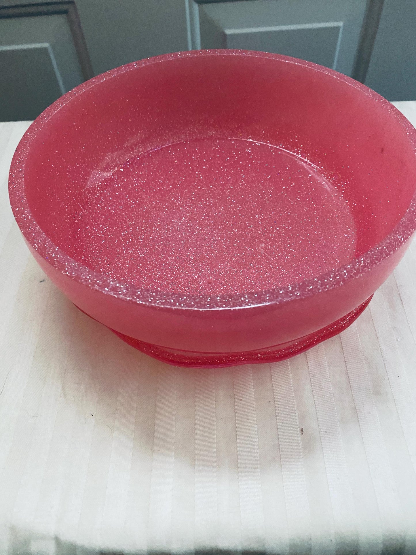 One of a kind hand-crafted resin pink succulent garden bowl
