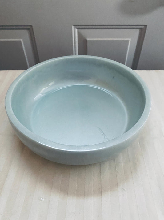 One of a kind hand-crafted very pale blue resin succulent garden bowl