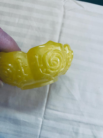 Small hand-crafted decorative resin bowl in yellow