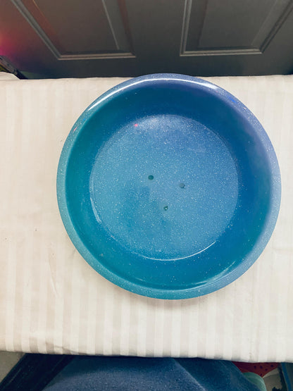 One of a kind hand-crafted teal, blue, and purple resin succulent garden bowl