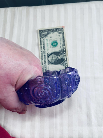 Small handmade decorative resin bowl in purple