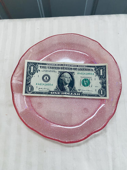 One of a kind hand-crafted resin pink succulent garden bowl
