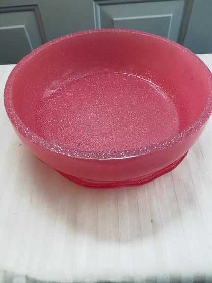 One of a kind hand-crafted resin pink succulent garden bowl