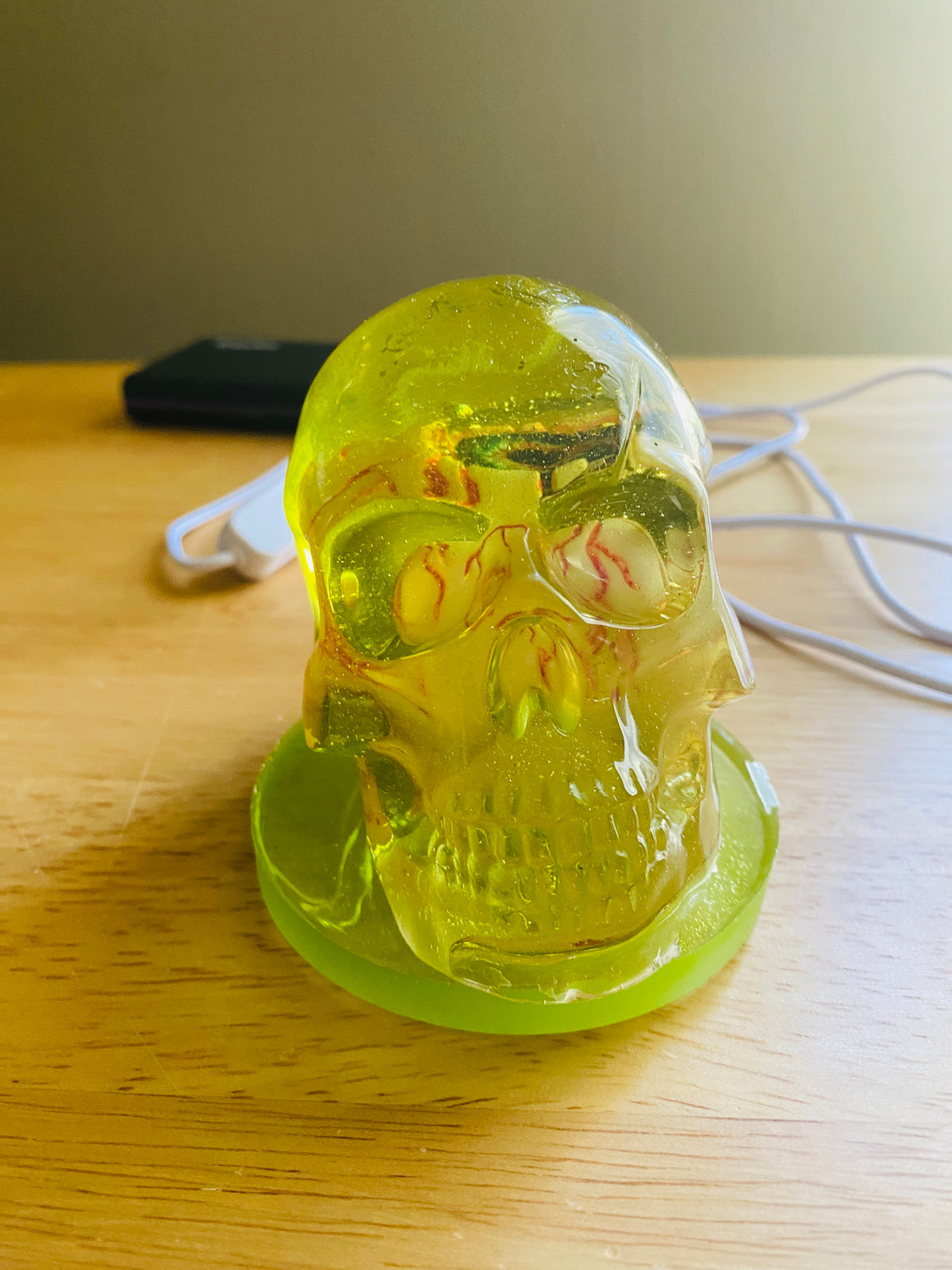 Skull with Large Eyeball and Lighted base