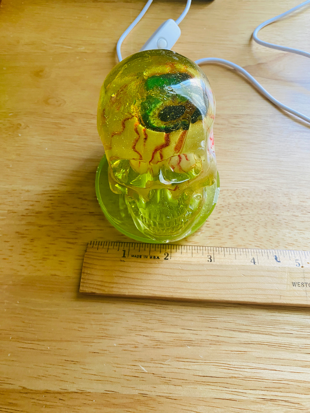 Skull with Large Eyeball and Lighted base