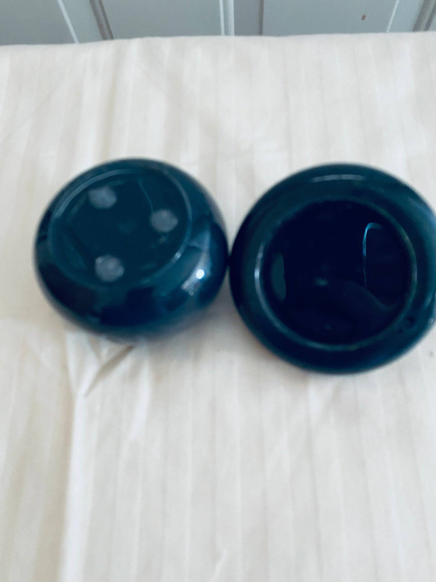 Black and Gold mushroom-shaped pot with lid.