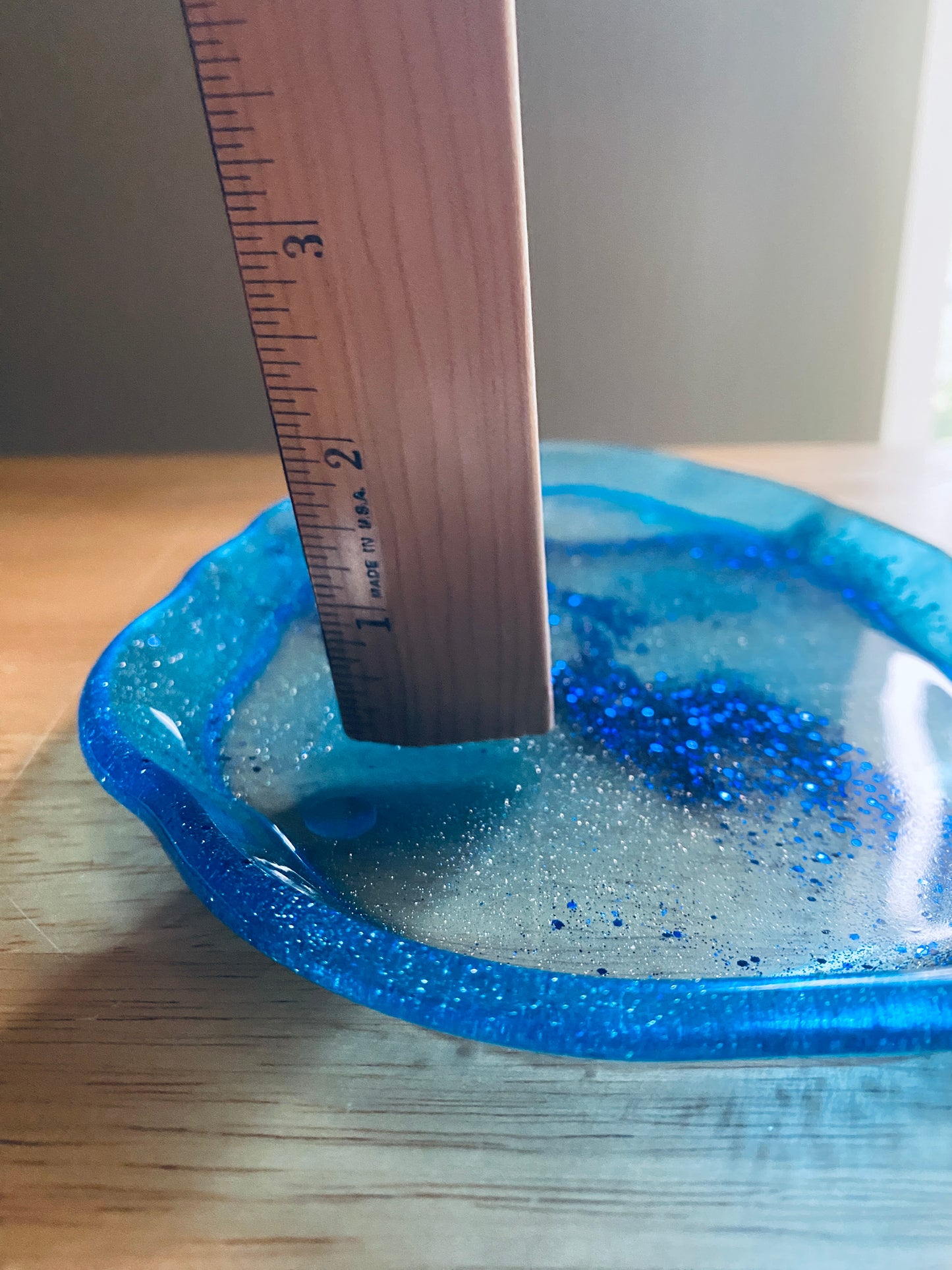 Blue Irregular-Edge Tray with glitter swirl