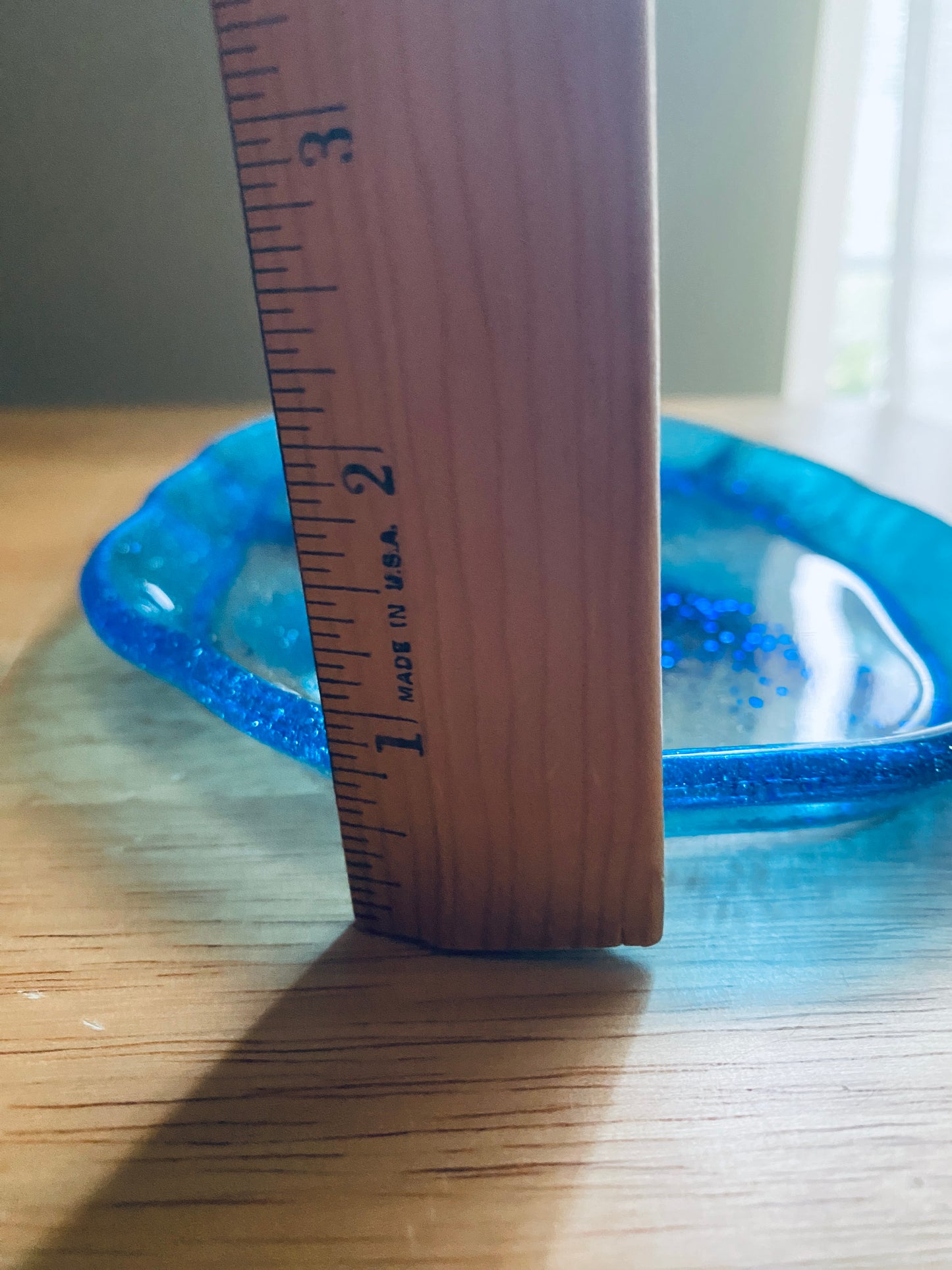 Blue Irregular-Edge Tray with glitter swirl