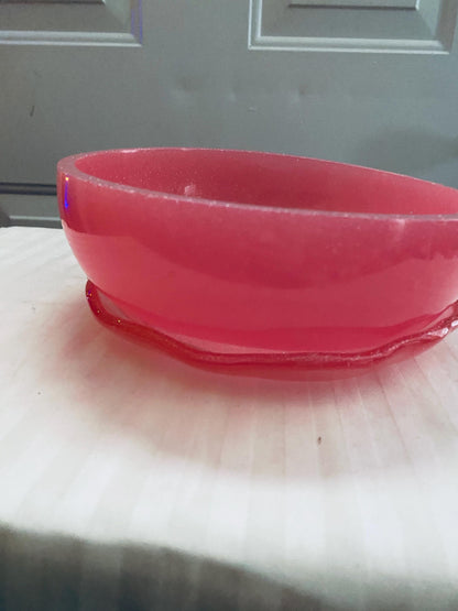 One of a kind hand-crafted resin pink succulent garden bowl