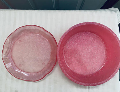 One of a kind hand-crafted resin pink succulent garden bowl