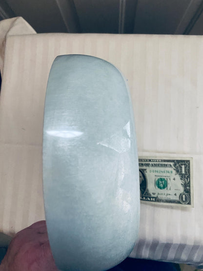 One of a kind hand-crafted very pale blue resin succulent garden bowl