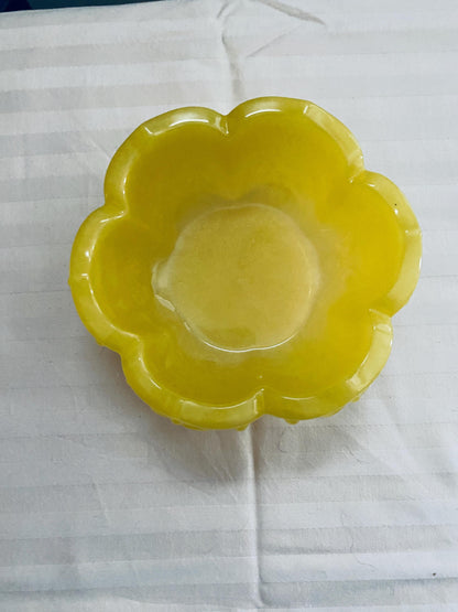 Small hand-crafted decorative resin bowl in yellow