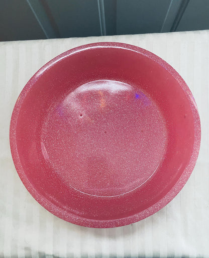 One of a kind hand-crafted resin pink succulent garden bowl